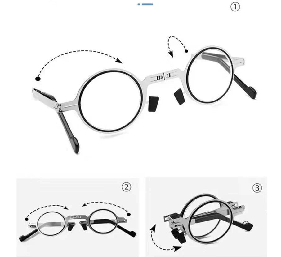 Compact folding reading glasses with case, essential eyewear for portable clarity and on-the-go reading.