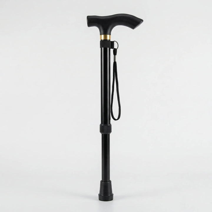 Travel-friendly folding walking cane, compact design for easy packing. Essential portable support for adventurers.