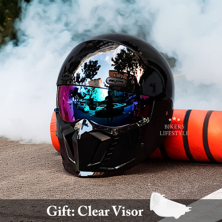 Premium unisex full face motorcycle helmet, vintage style, safety certified for ultimate road protection.