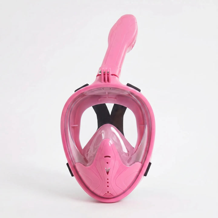 Compact full-face snorkel mask for easy packing, ideal for beach vacations and exploring marine life with panoramic views.