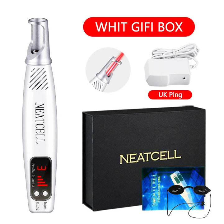 Professional beauty tool: handheld laser pen for spot & tattoo removal. Effective skin rejuvenation device.