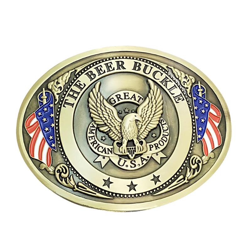 Unisex hands-free belt buckle drink holder for portable beverage carrying.
