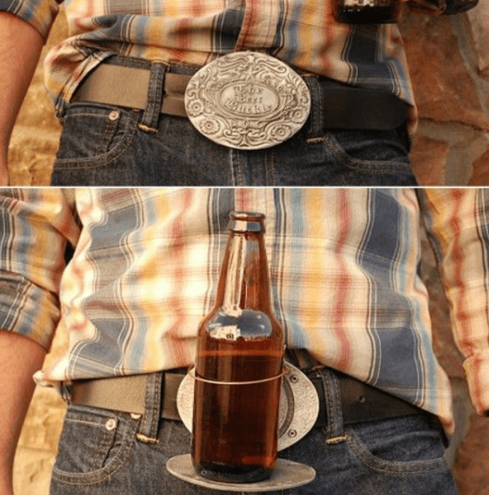 Tailgate gear: hands-free beer can holder that clips onto any belt.