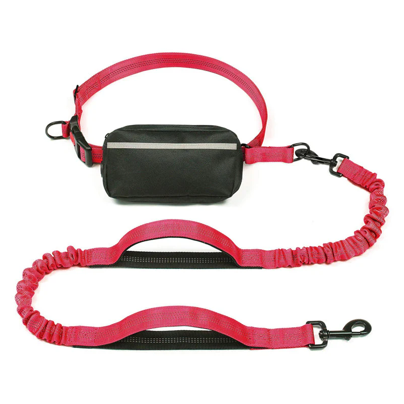 Hands-free dog leash with spacious fanny pack, suitable for all dog sizes and activities