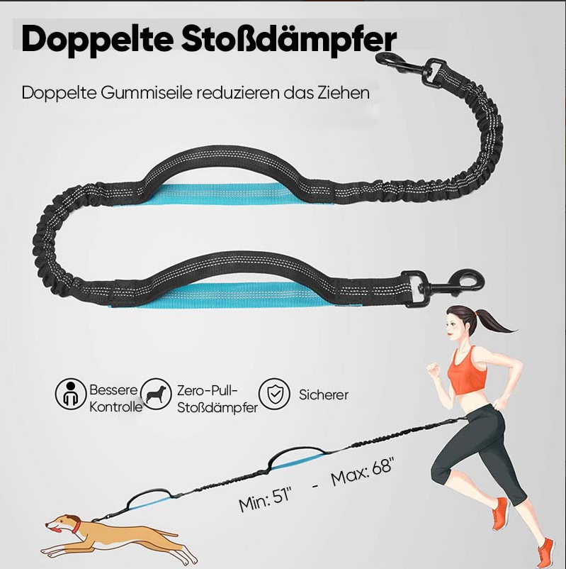 Reflective hands-free dog leash and fanny pack set, great for night dog walking