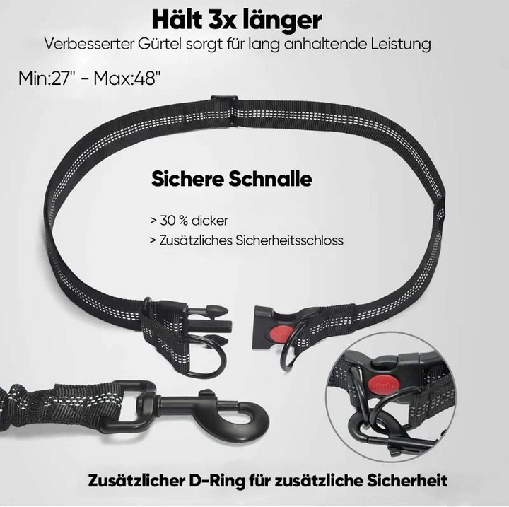 Shock-absorbing hands-free dog leash attached to a functional fanny pack design