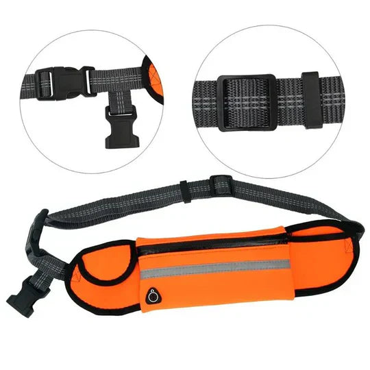 Unisex hands-free dog running leash with adjustable hip belt for comfortable jogging with pet