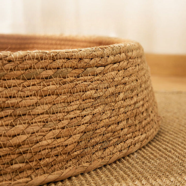 Eco-friendly pet comfort: rattan cat bed and scratching post, perfect cat accessory