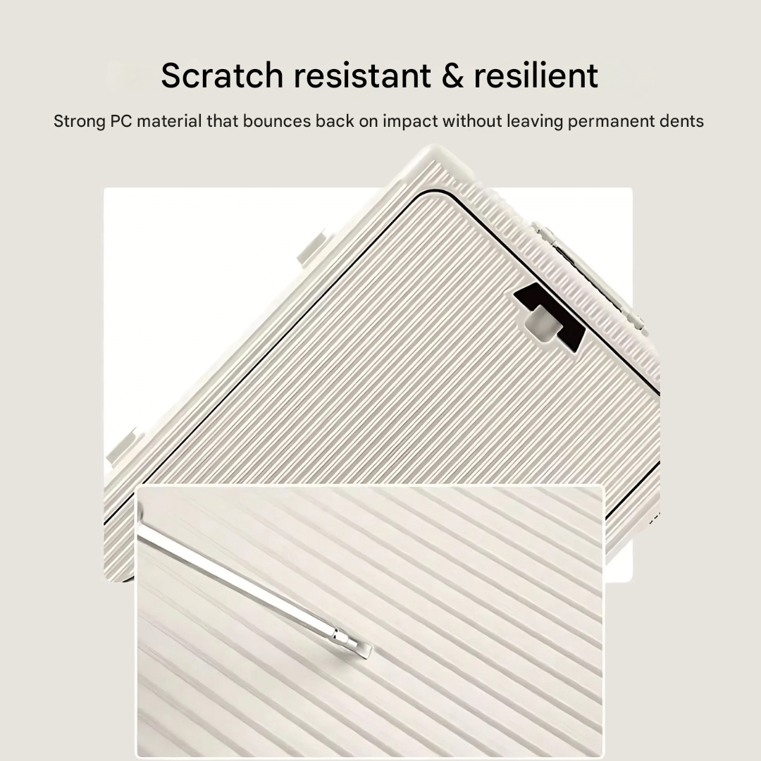 Contemporary unisex hardshell carry-on, a smart suitcase for stylish and connected global travel.