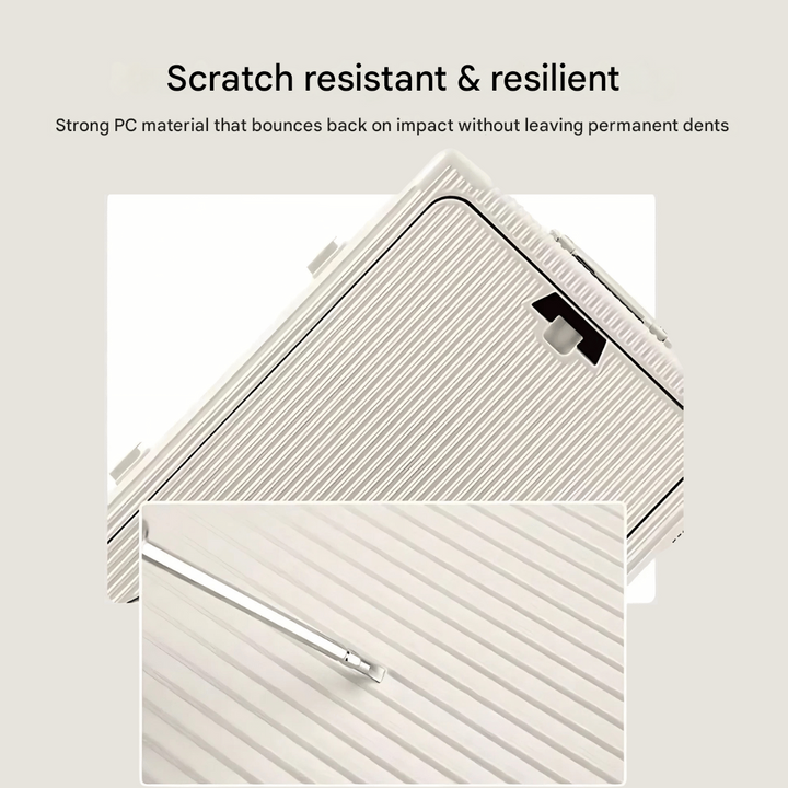 Contemporary unisex hardshell carry-on, a smart suitcase for stylish and connected global travel.