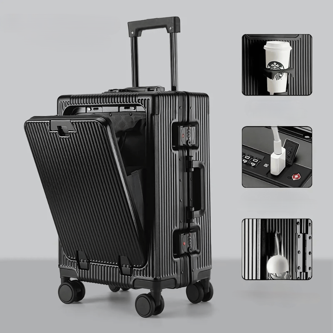 Stay charged on the go with this unisex hardshell carry-on, a smart travel suitcase with USB.