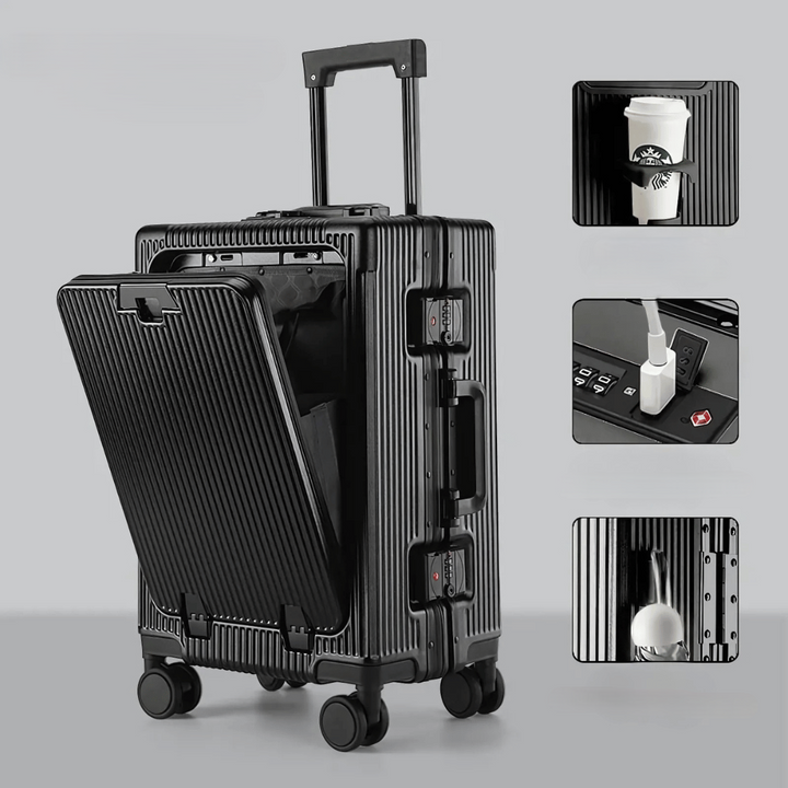 Stay charged on the go with this unisex hardshell carry-on, a smart travel suitcase with USB.
