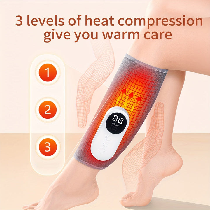 Heated wireless leg massager, ideal for muscle relaxation & circulation boost therapy.