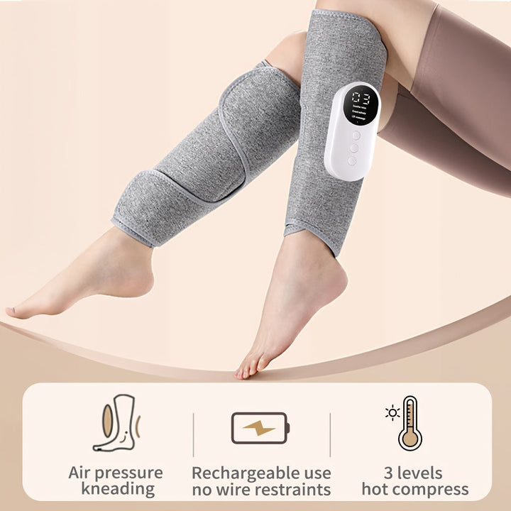 Unisex leg massager with heat therapy for deep muscle pain relief & improved circulation.