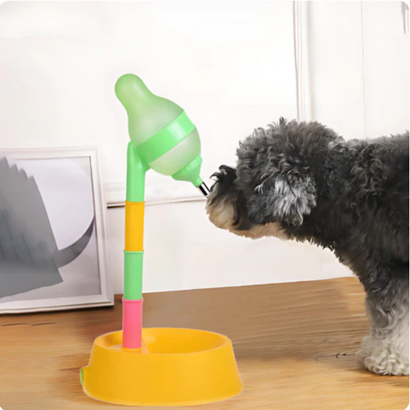 Unisex height-adjustable pet water and food dispenser for dogs and cats, spill-proof design