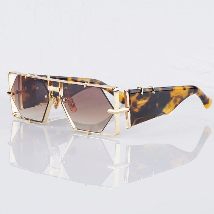 Unisex hexagon alloy sunglasses with UV400 protection, perfect for summer fashion eyewear.