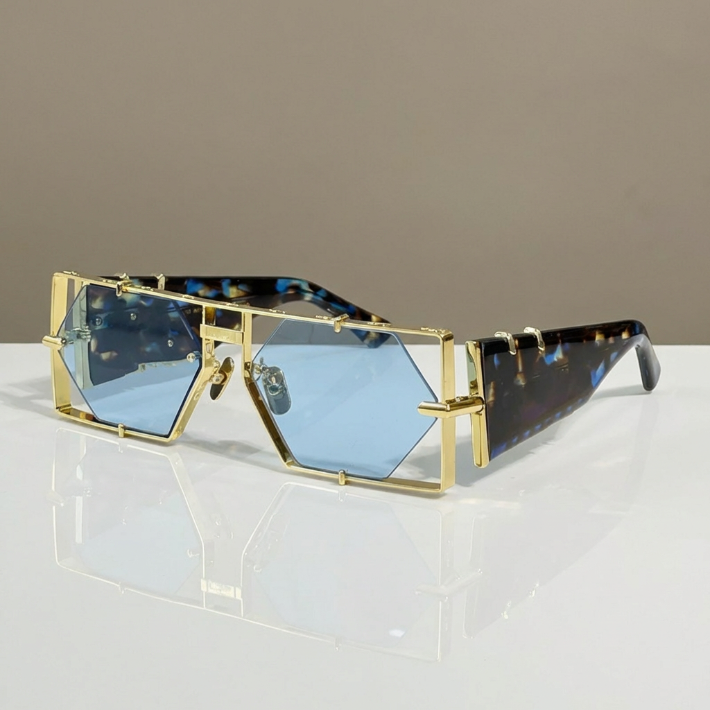 Modern hexagon alloy UV400 sunglasses, a versatile unisex fashion eyewear choice.