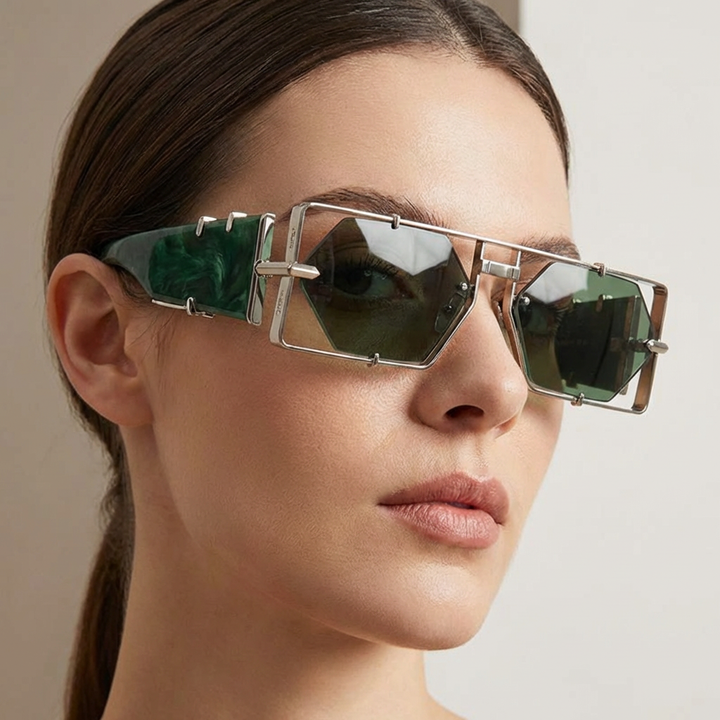 Durable alloy hexagon sunglasses for him & her, featuring full UV400 sun protection.