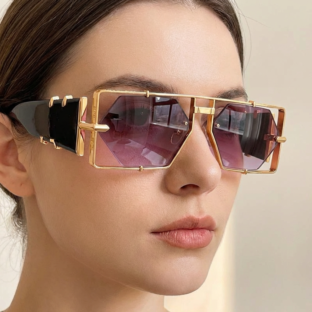Essential travel accessory: Unisex hexagon alloy frame sunglasses with UV400 protection.