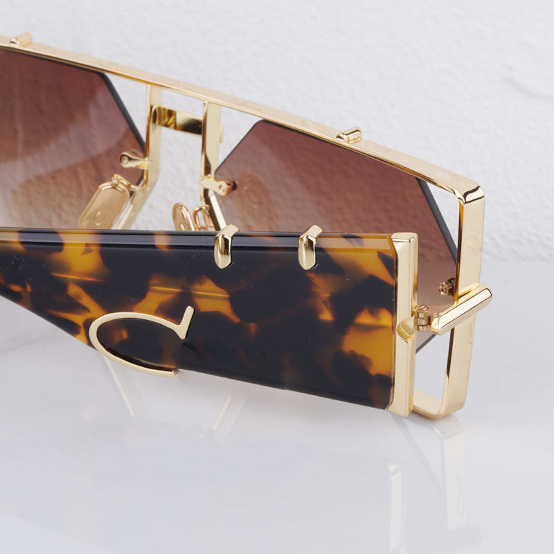 Bold style hexagon alloy sunglasses for men & women, offering full UV400 eye protection.