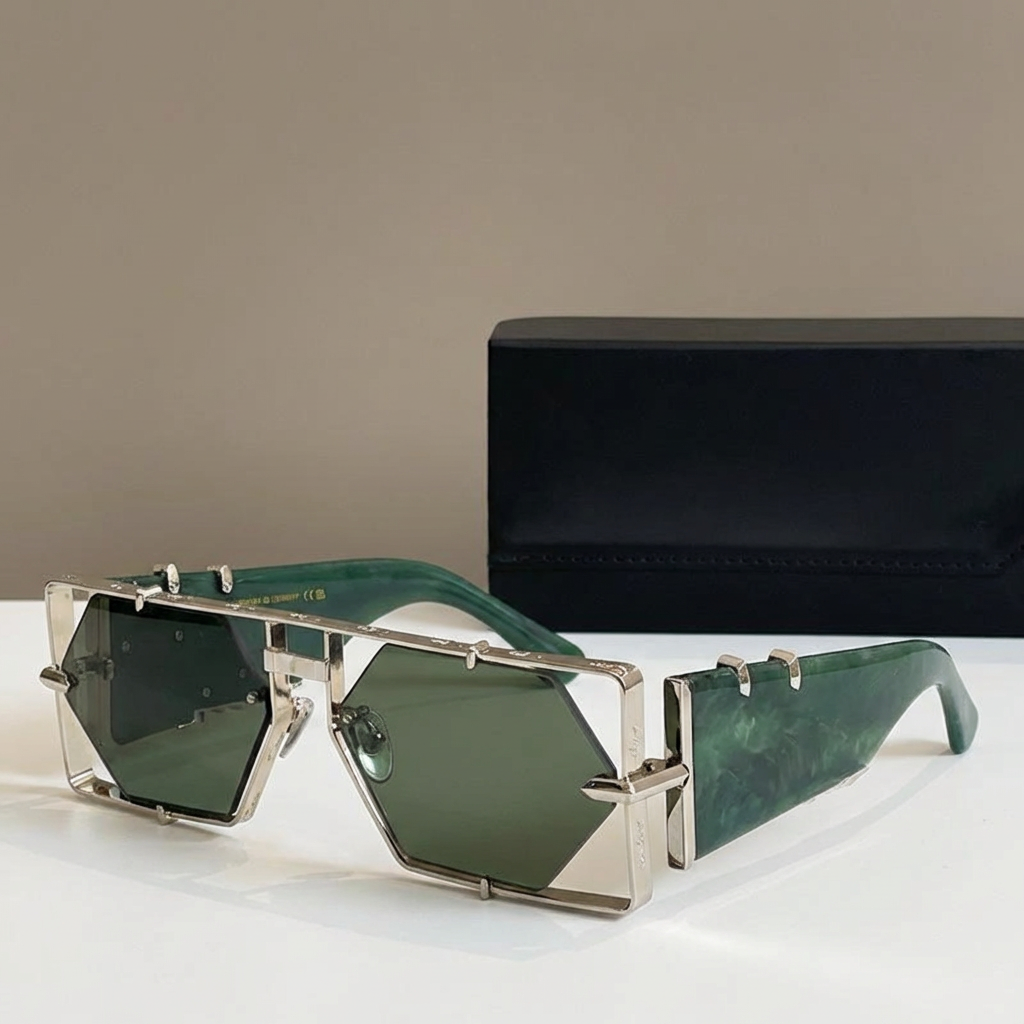 Lightweight alloy hexagon sunglasses, unisex design, provides ultimate UV400 protection.
