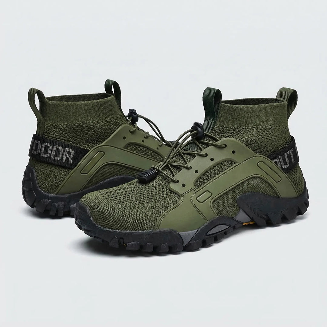 Comfortable unisex high-top trail shoes, offering excellent ankle support for all-terrain hiking and outdoor adventures.