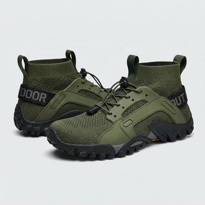 Comfortable unisex high-top trail shoes, offering excellent ankle support for all-terrain hiking and outdoor adventures.