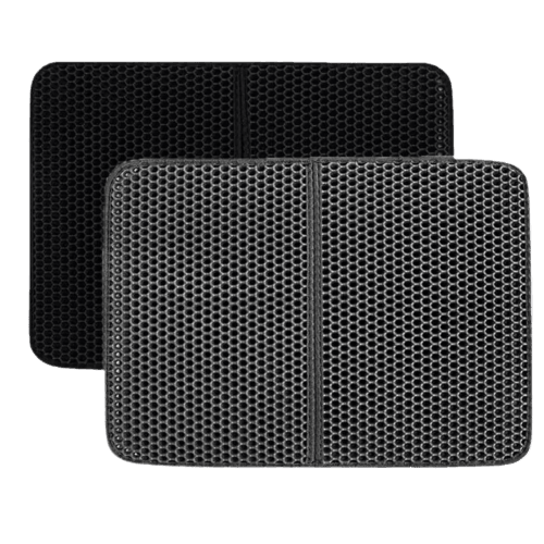 Beige cat litter mat featuring a double-layer design for superior litter trapping and easy disposal