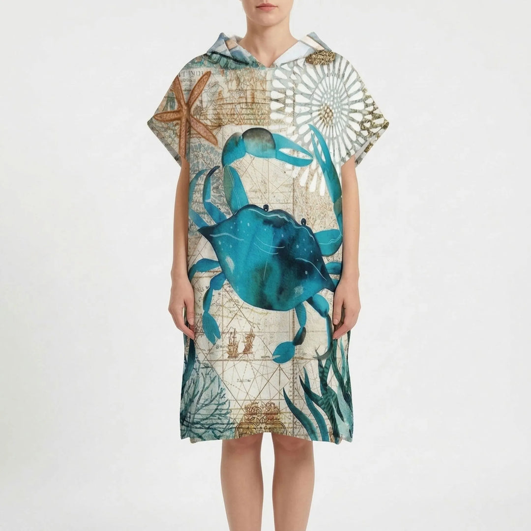 Premium quick-dry changing poncho for beach & pool, featuring an absorbent hooded design.