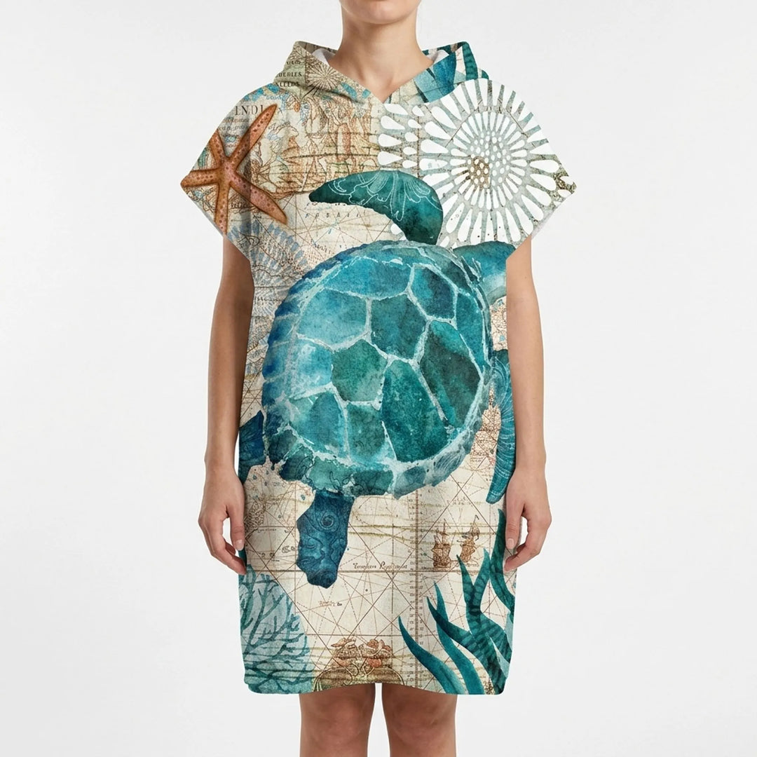 Soft quick-dry hooded changing robe, perfect swim cover-up for beach, pool, or surfing.