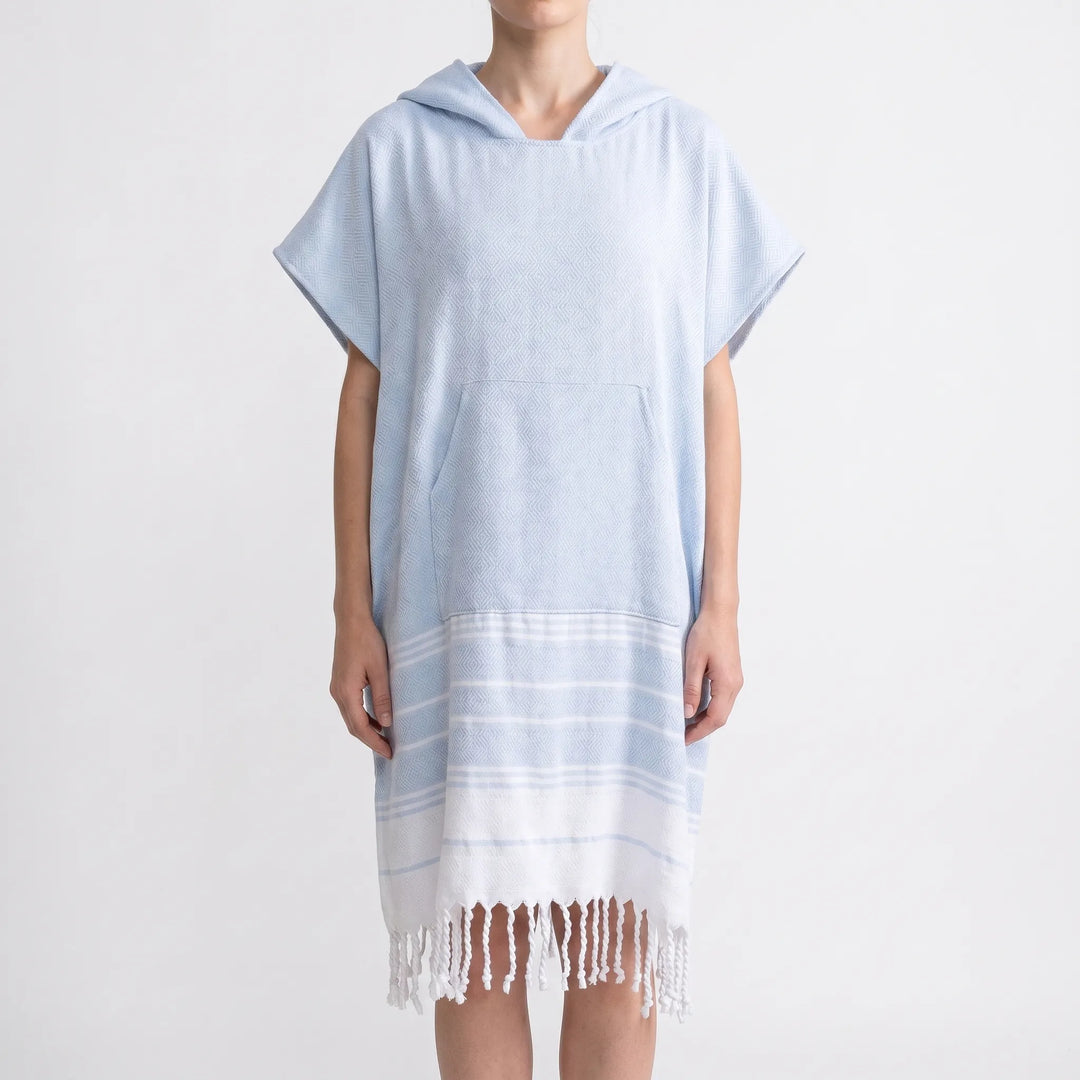 Vacation essential: unisex hooded beach poncho, changing towel & pool accessory. Lightweight design.