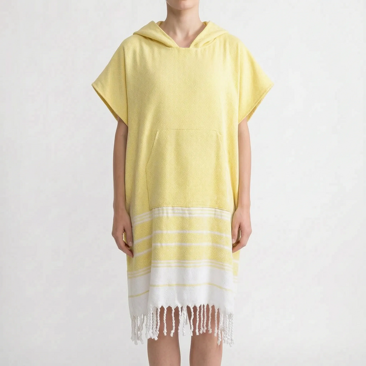 Unisex hooded beach towel poncho. Easy changing, quick-dry swim cover-up & watersports accessory.