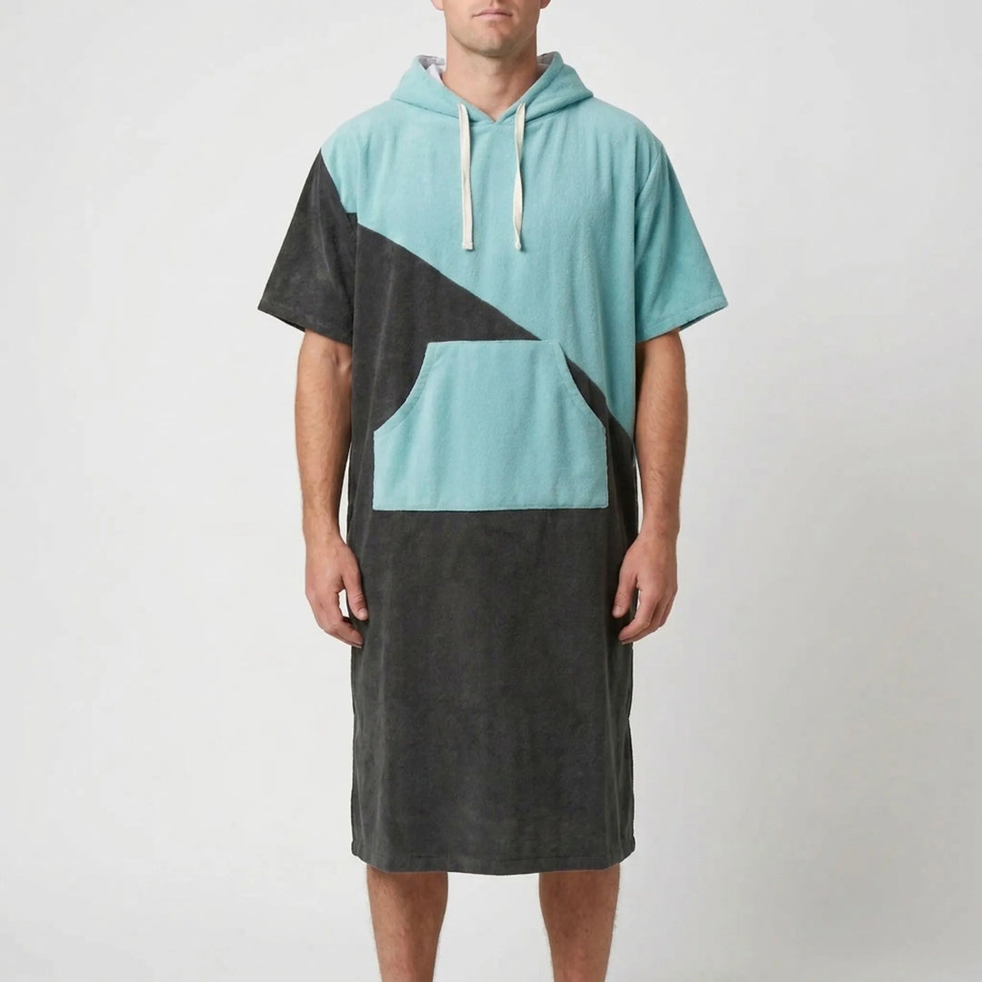 Soft, quick-dry hooded changing towel poncho. Essential unisex beach robe for discreet swim changing & warmth.