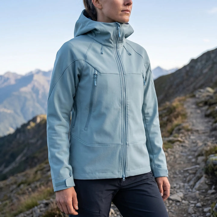 High-performance hiking & trekking jacket, unisex, hooded, water repellent & wind resistant.
