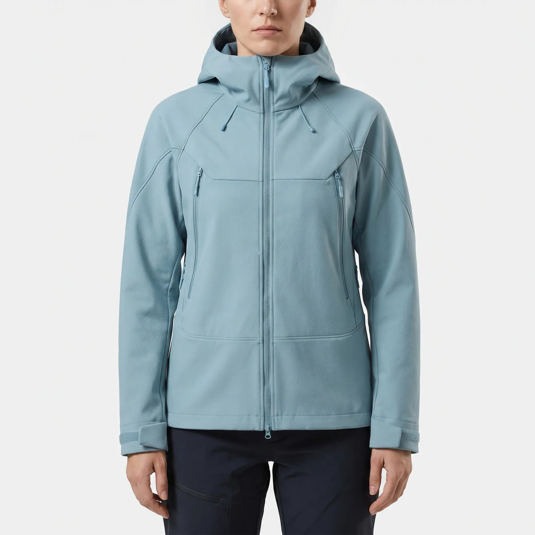 Versatile multi-sport unisex hooded jacket, all-weather protection for travel & activewear.