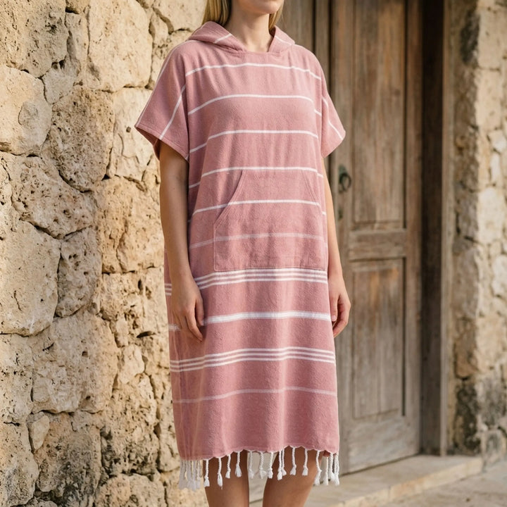 Stylish unisex hooded changing poncho, a versatile beach cover-up & swim robe for all watersports.
