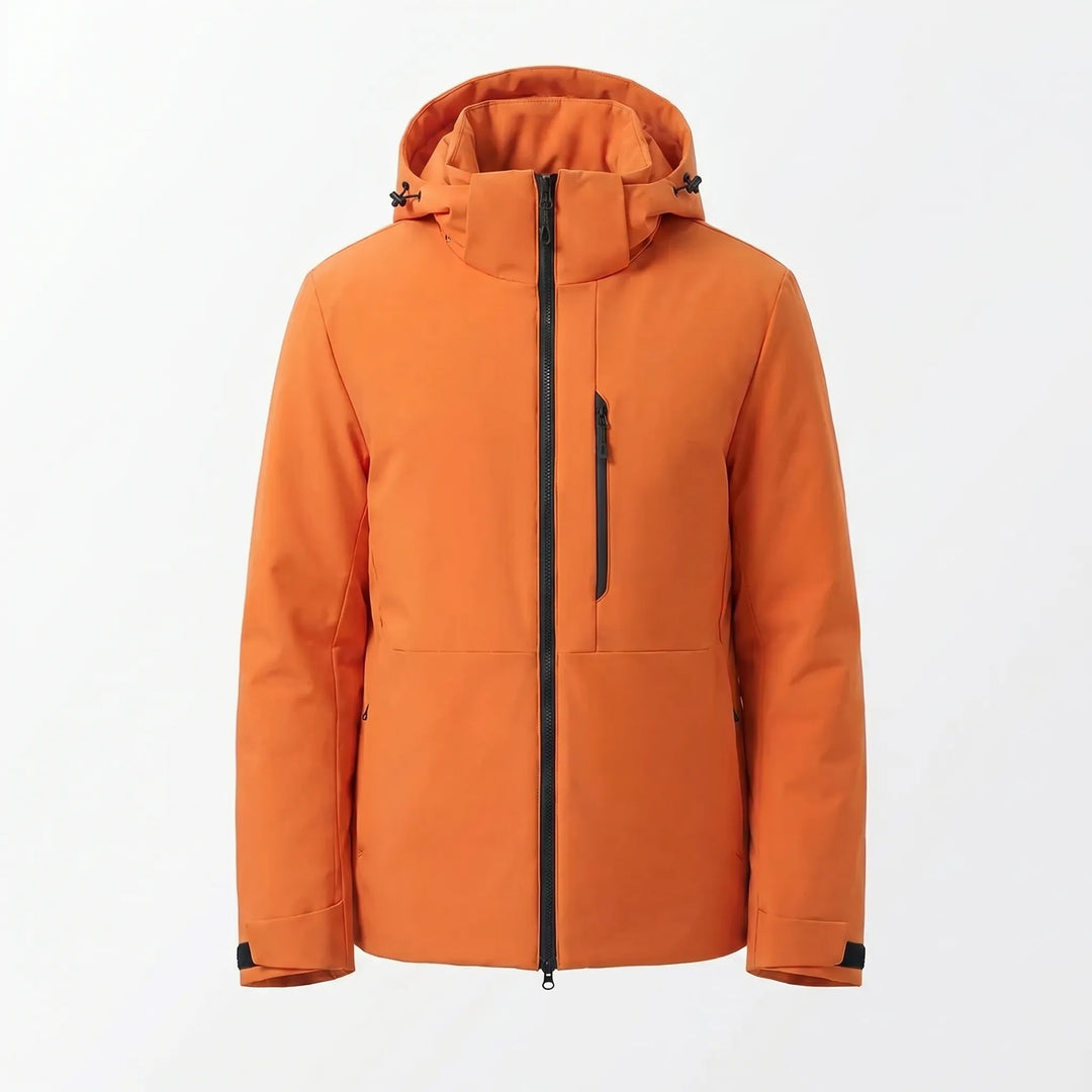 Cozy unisex hooded thermal windbreaker, a reliable winter coat for cold weather adventures & outdoor pursuits.