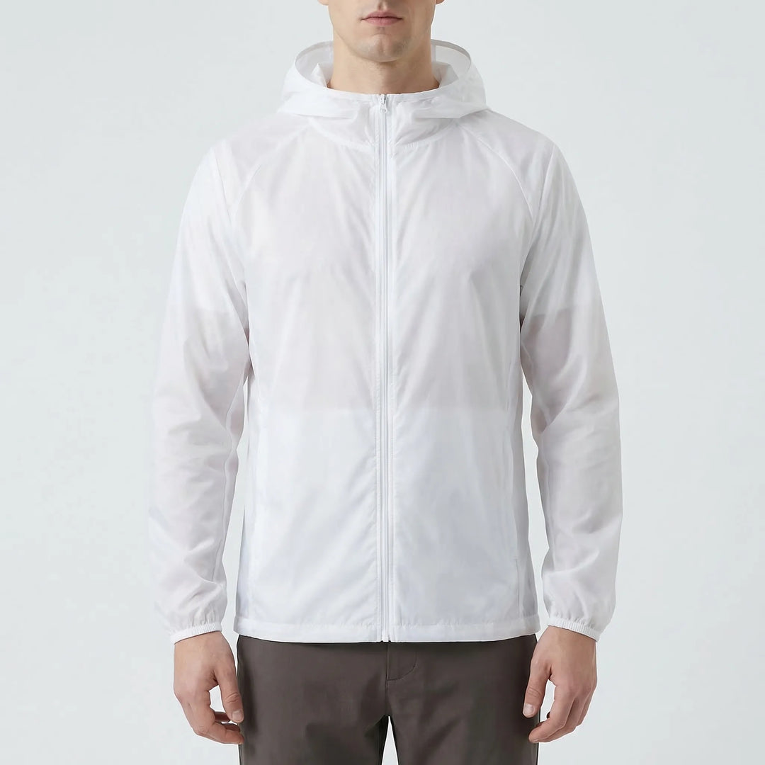 Versatile unisex hooded jacket, a lightweight windbreaker suitable for hiking, camping & daily use.