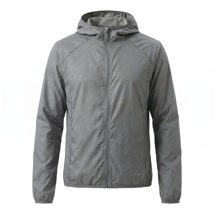 Breathable unisex hooded windbreaker jacket, perfect lightweight outdoor gear for active lifestyles.