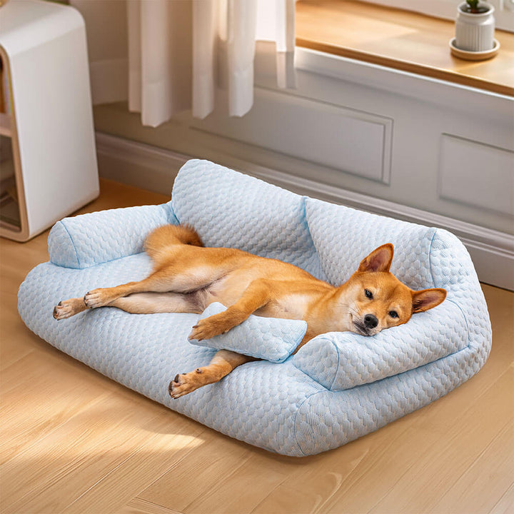 Unisex Ice Silk Cooling Pet Sofa Bed for dogs, breathable summer comfort