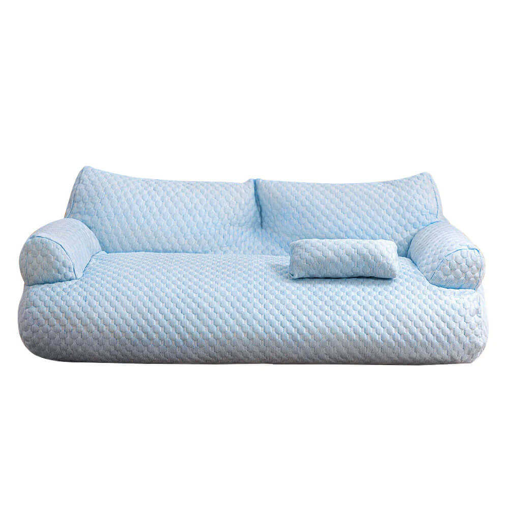 Breathable pet sofa, ice silk cooling, unisex design for ultimate dog comfort