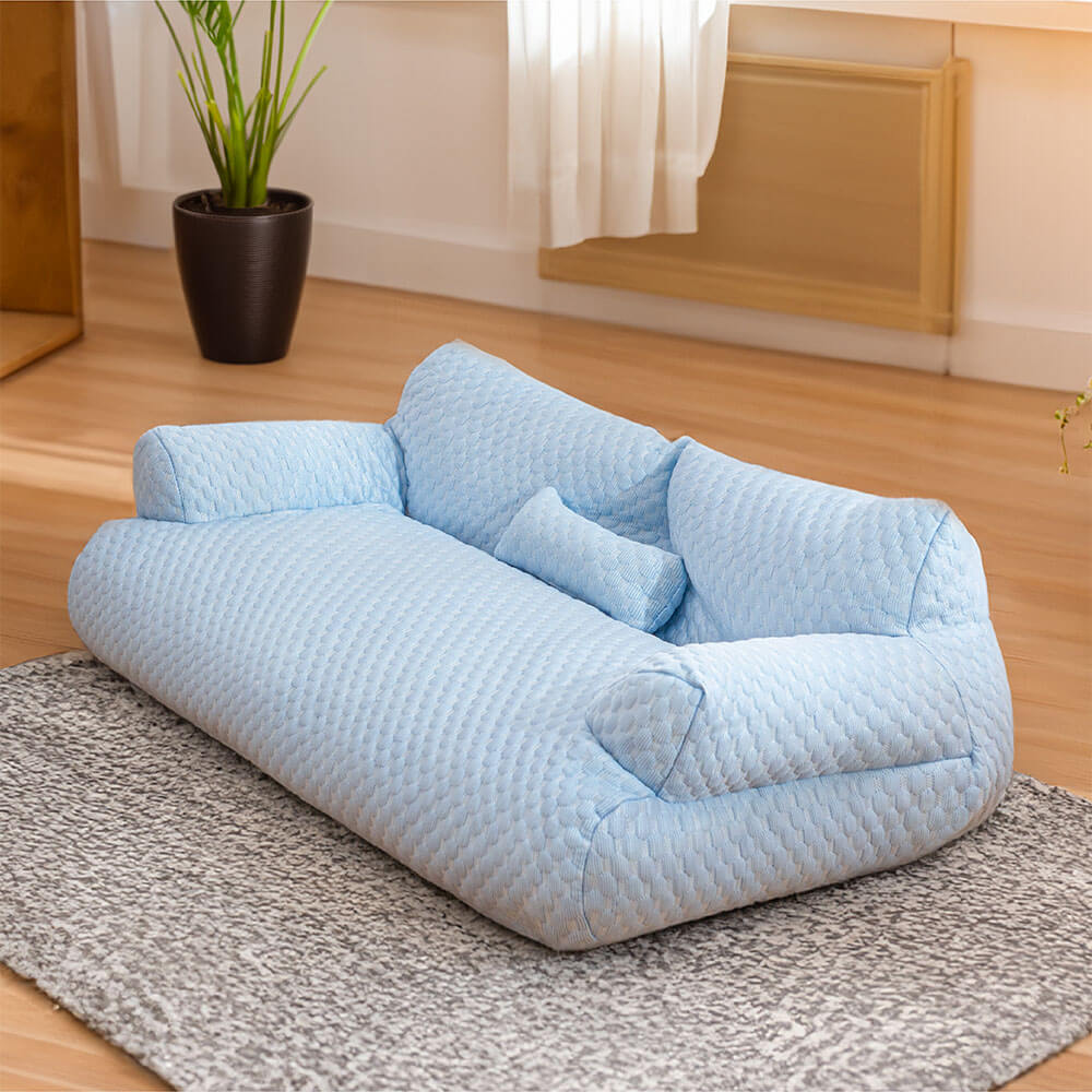 Breathable pet sofa bed with cooling ice silk, durable for all dogs