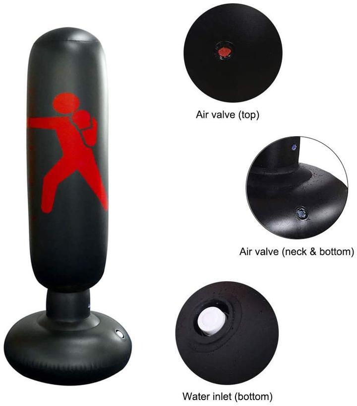 Durable freestanding inflatable punch bag, ideal for stress relief & effective adult boxing training at home.