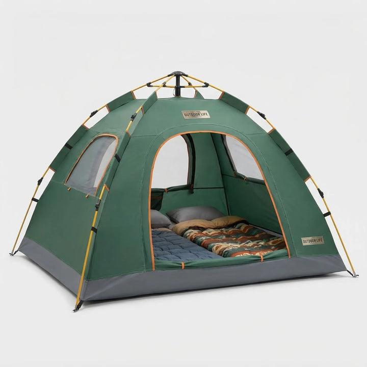 Durable waterproof instant pop-up tent, an essential outdoor shelter for hiking and camping adventures.