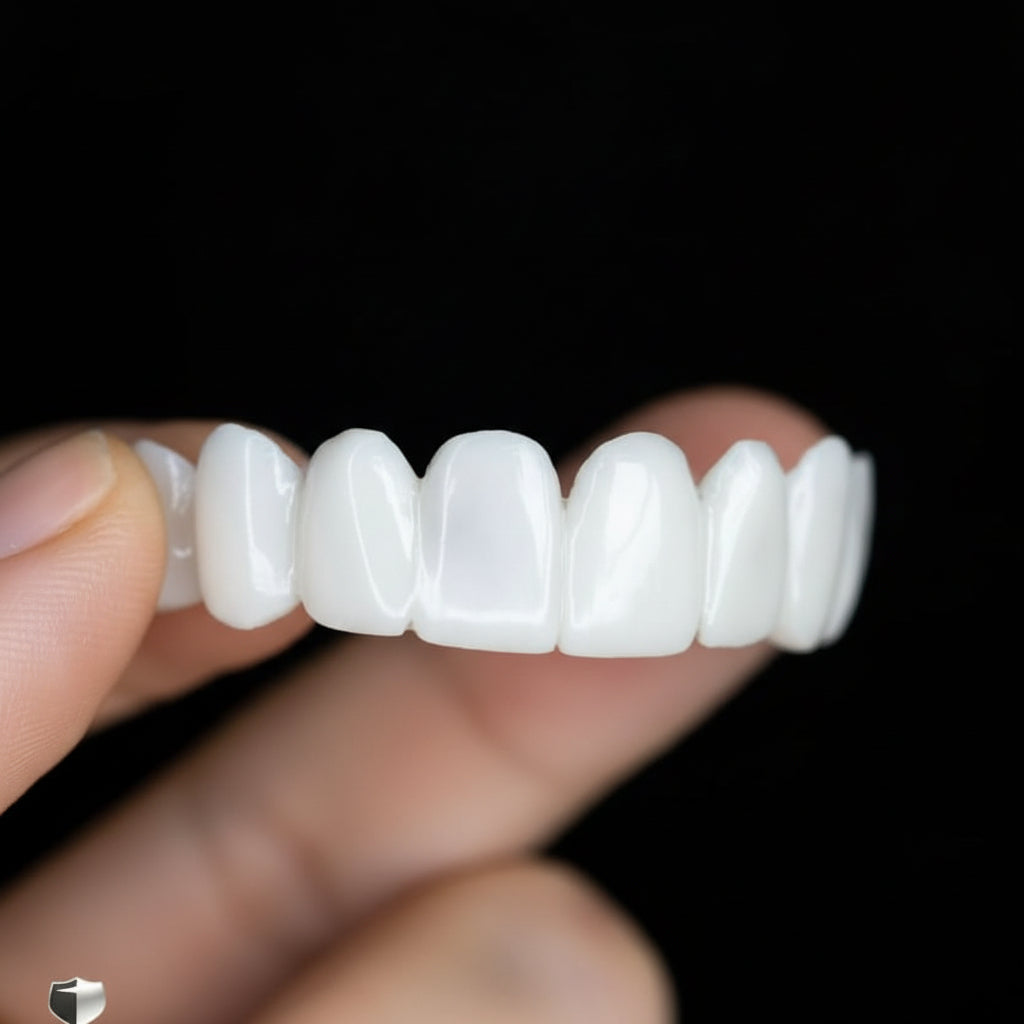 Aesthetic dental tooth covers; instant smile enhancer for temporary, beautiful white teeth.