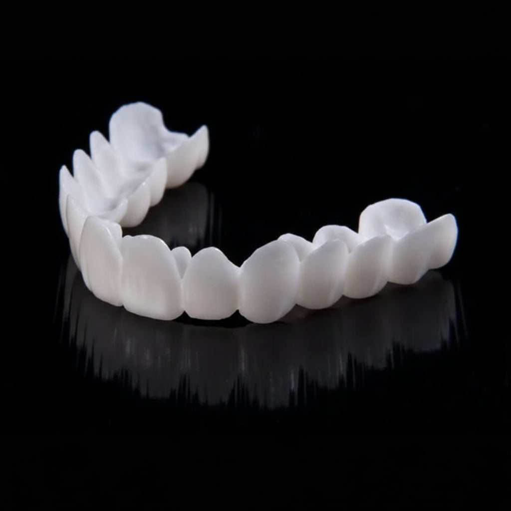 Quick & easy instant smile enhancer; temporary cosmetic tooth covers for beautiful white teeth.