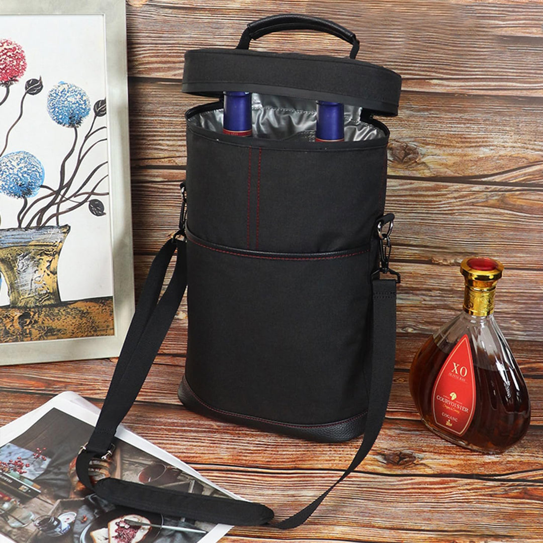 Stylish unisex wine gift: insulated dual bottle tote for wine lovers & travelers.