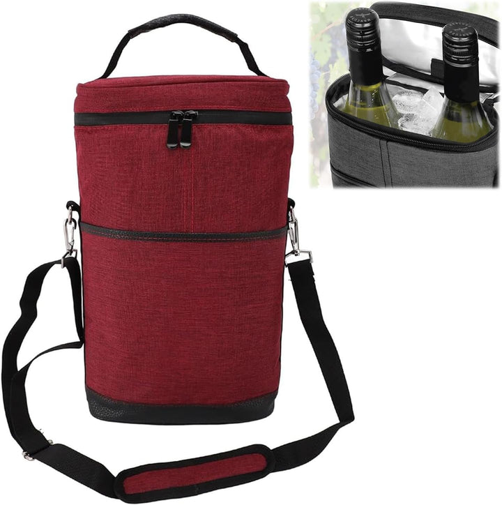 Durable, leakproof insulated wine carrier bag for two bottles, great for travel.