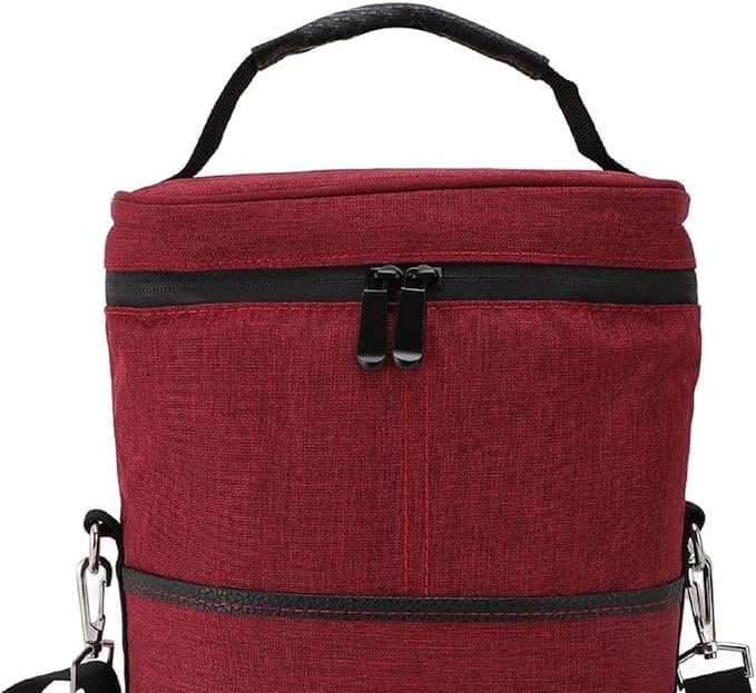 Picnic-ready insulated dual wine bottle tote bag for outdoor dining & chilled drinks.