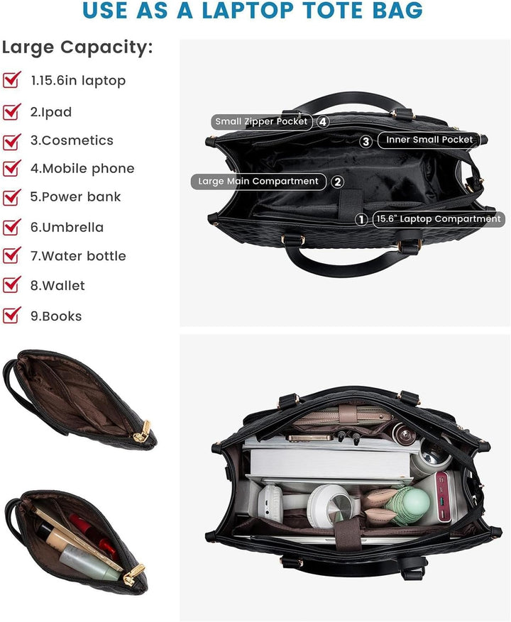 Durable unisex lunch tote & laptop bag. Insulated compartment keeps food cold, protects electronics.